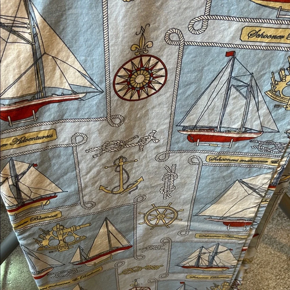 Ocean sea life shower curtain theme schooner sailboat anchor rope knots euc